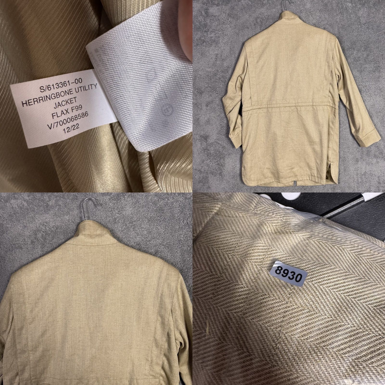 Banana Republic VINTAGE Banana Republic Jacket Womens M Herringbone Utility Linen Full Zip Barn Beige Navy? Size M / US 6-8 / IT 42-44 - 9 Thumbnail