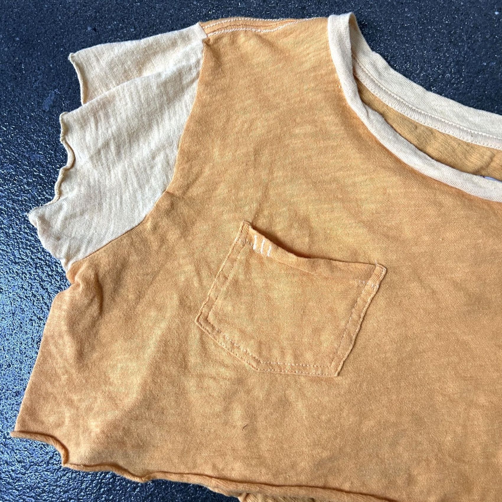 Bdg BDG Shirt Womens Medium Orange Colorblock Cropped Scoop Neck Pocket Tee Top Size M / US 6-8 / IT 42-44 - 3 Thumbnail