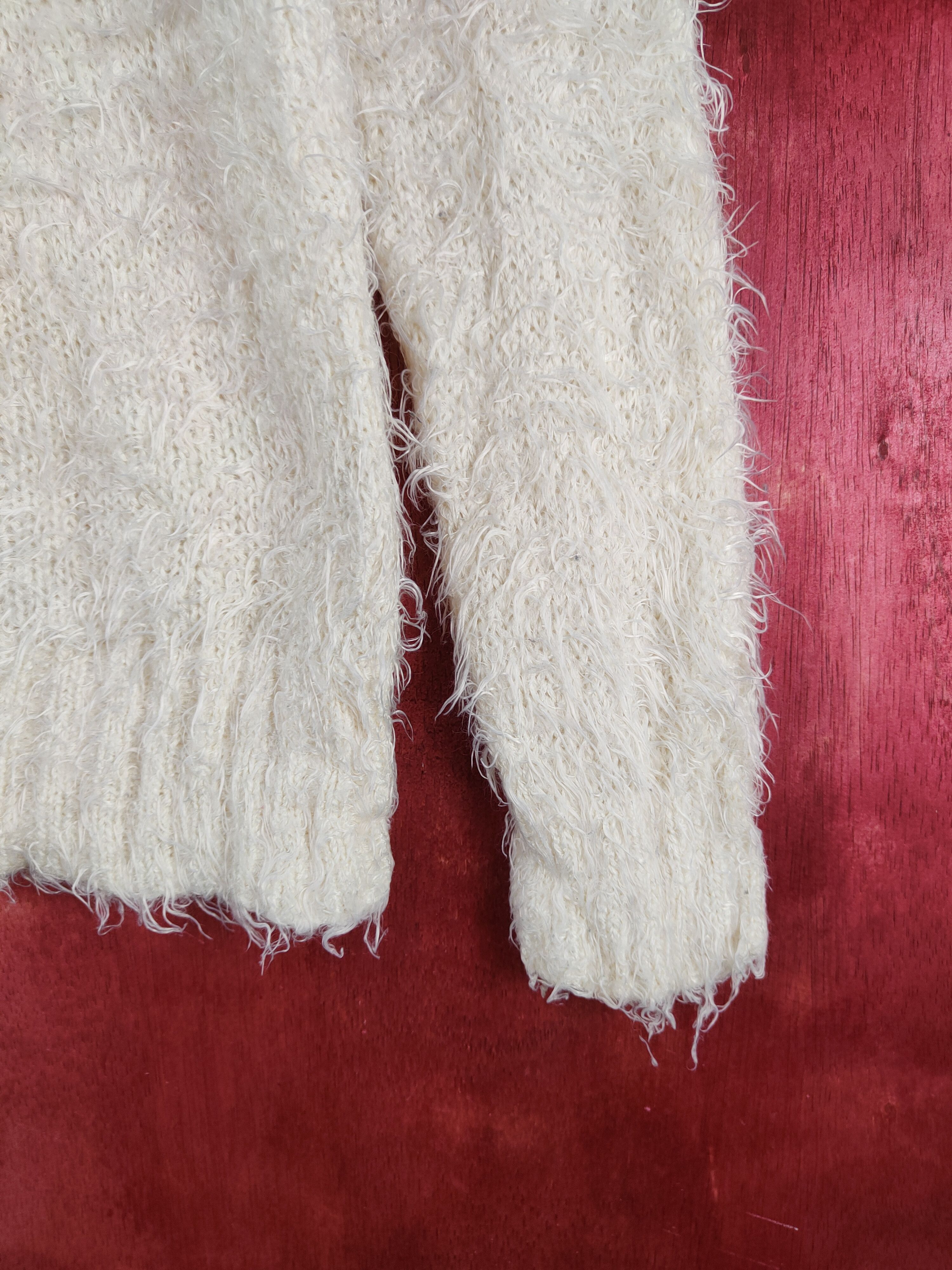 Japanese Brand × Vintage Cool Design 💥 Olive des Olive Cream Fur Mohair Size M / US 6-8 / IT 42-44 - 6 Thumbnail