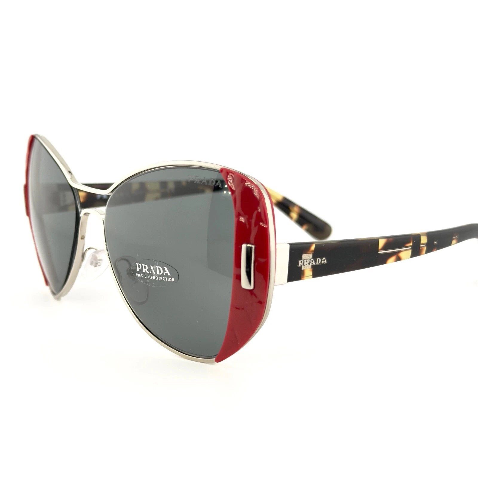 Prada PRADA PR60SS 60S MOD Geometric Red Silver Metal Havana Size ONE SIZE - 9 Thumbnail