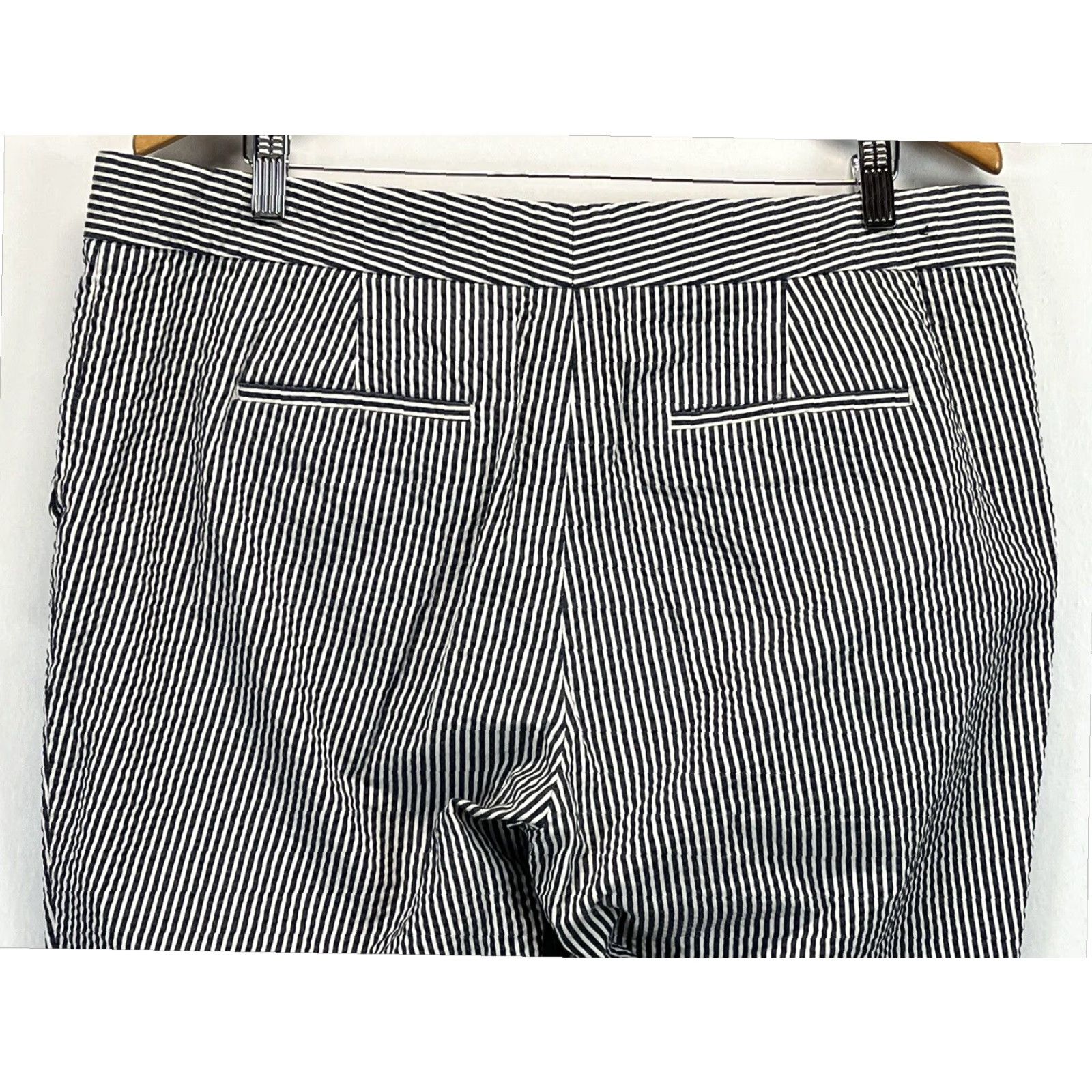 Ann Taylor Ann Taylor Cropped Seersucker Pants Blue White Striped Womens Size 14 Size 36" / US 14 / IT 50 - 4 Thumbnail