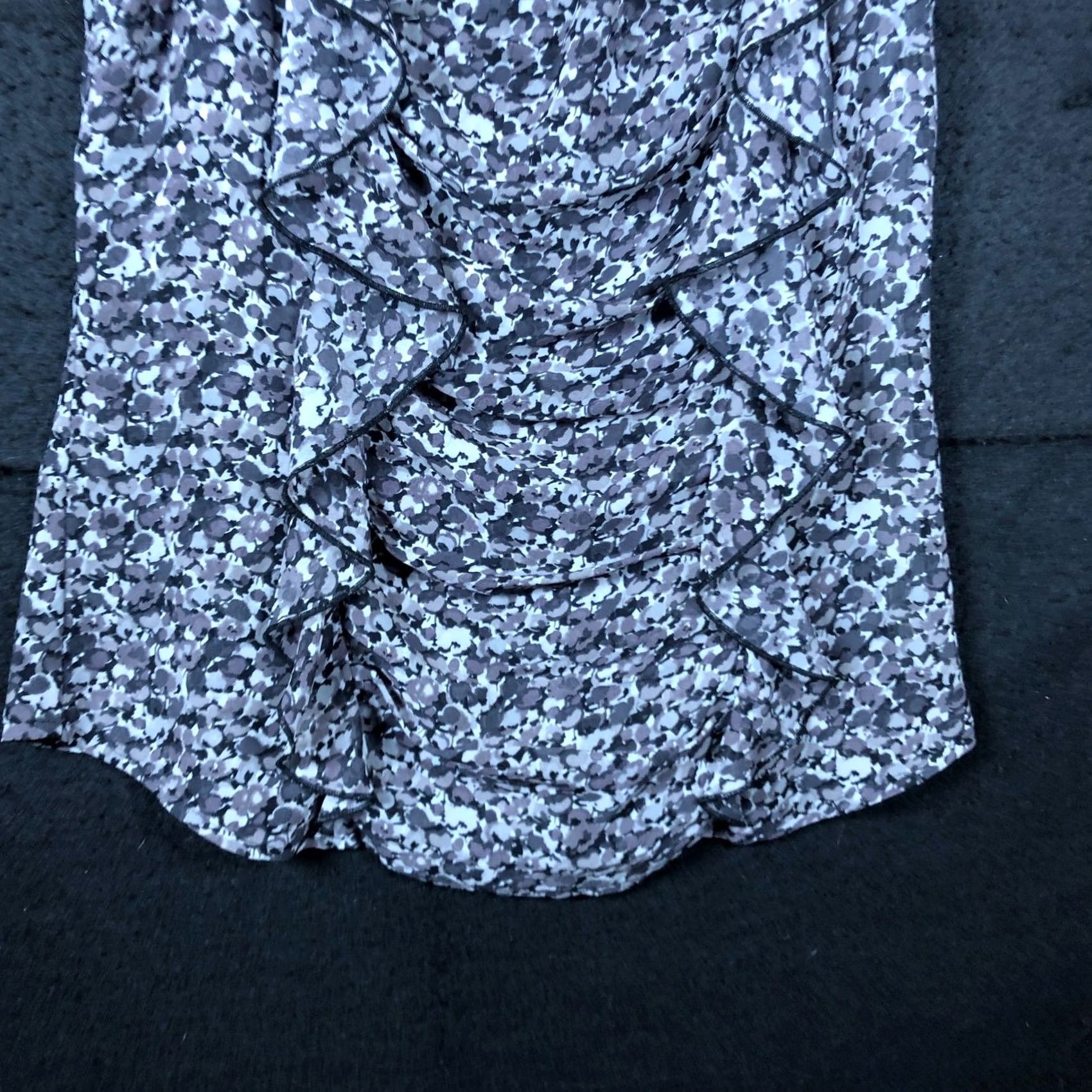 Express Express Blouse Gray Black Purple Floral Pleated Ruffle Cap Short Sleeve XS Women Shirt Tie? Size XS / US 0-2 / IT 36-38 - 3 Thumbnail