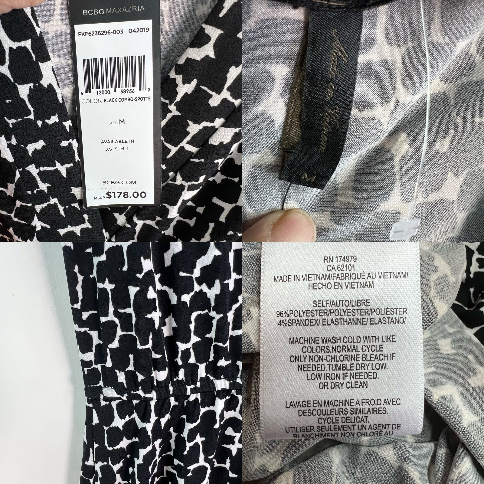 Bcbgmaxazria BCBG Maxazaria Animal Print Wrap Open Dress Women’s M Black-And-White NWT Size M / US 6-8 / IT 42-44 - 8 Thumbnail