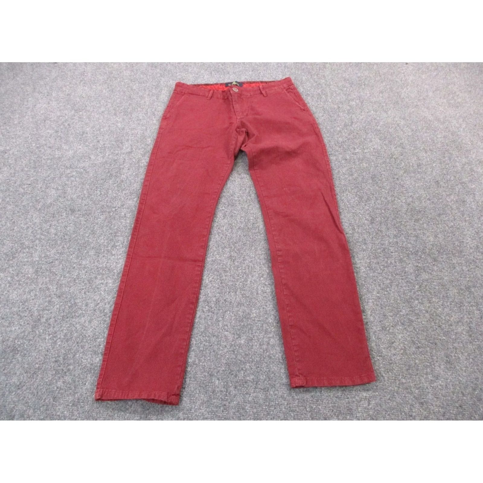 Etro Etro Mens Pants 32x34 Red Chino Straight Knit Cotton Lycra Button Zip Flat Front Logo Vintage: No Size US 32 / EU 48 - 2 Thumbnail