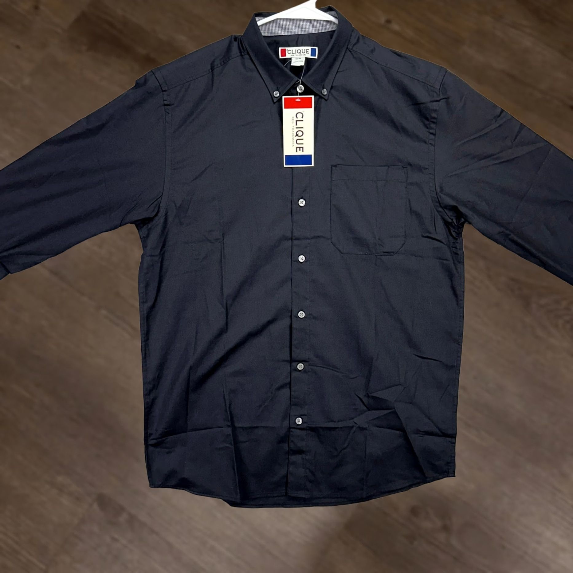 Vintage Clique Mens Button Down Shirt Medium Black Pocket Long Sleeve Casual Comfort NEW Shirt Mens Medium Black Pocket Long Sleeve Button-Down Tik Size US M / EU 48-50 / 2 - 1 Thumbnail