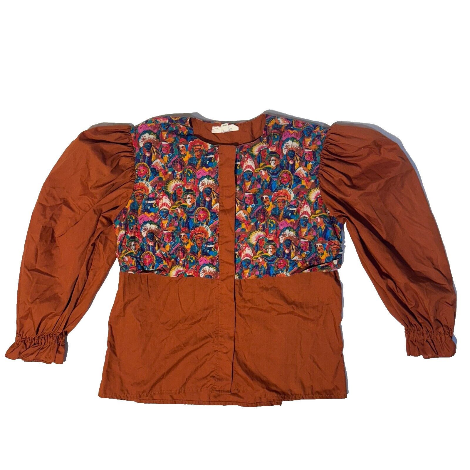 Vintage Kate Schorer Top Womens Large Cowboy Indian Print Country We Size L / US 10 / IT 46 - 1 Thumbnail