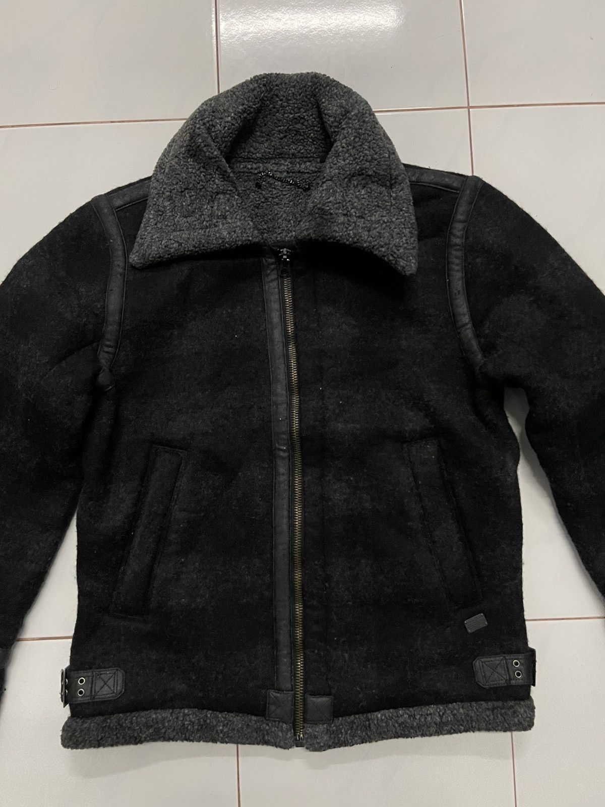 Diesel × Diesel Black Gold × Le Grande Bleu (L.G.B.) 2000s DIESEL TYPE N.78 WOOL FAUX FUR STRIPE SHERPA JACKET Size US M / EU 48-50 / 2 - 7 Thumbnail