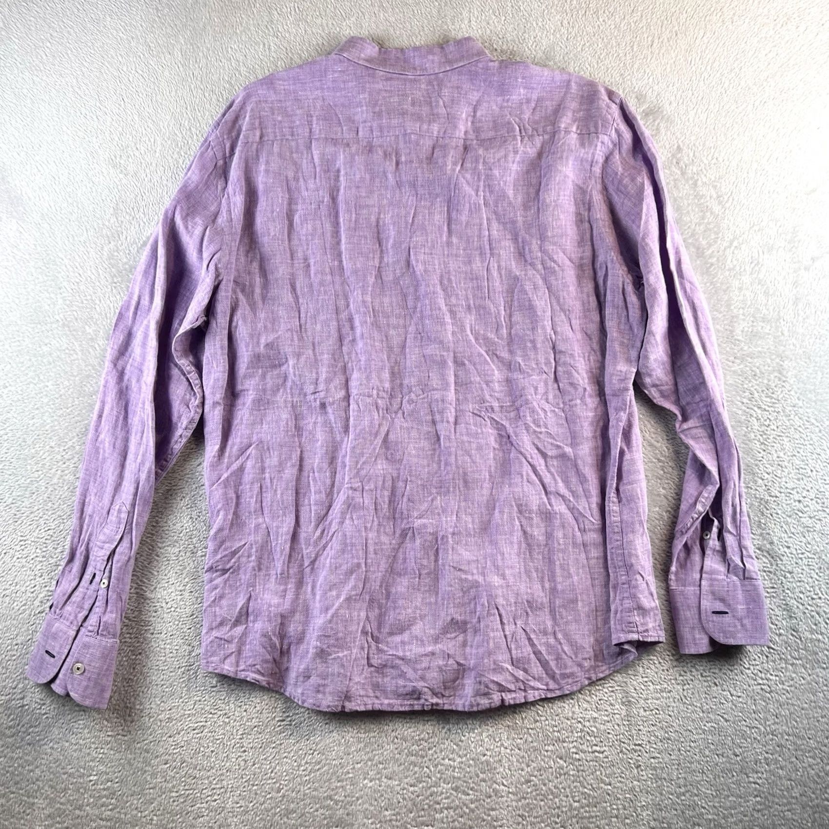 UNTUCKit UNTUCKit Shirt Mens XL 100% Linen Button Up Wrinkle Resistant Purple Preppy Size US XL / EU 56 / 4 - 2 Thumbnail