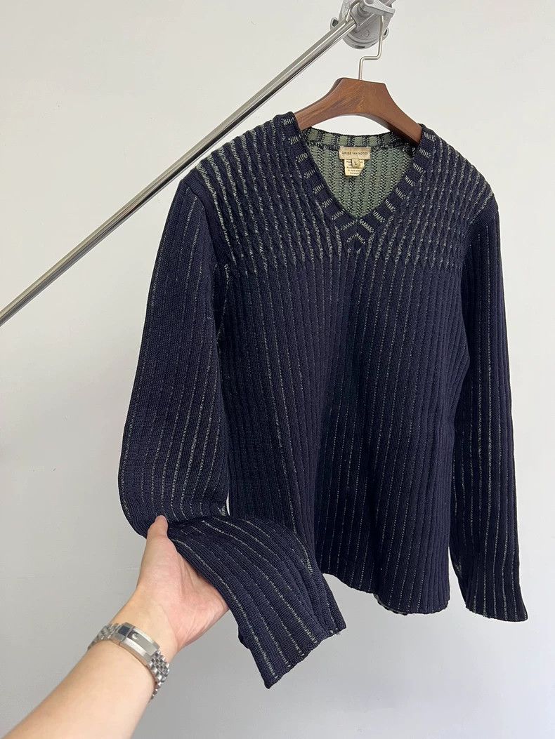 Dries Van Noten dries van noten Striped knit V-neck sweater 2506-Nextarrow Size US L / EU 52-54 / 3 - 4 Thumbnail