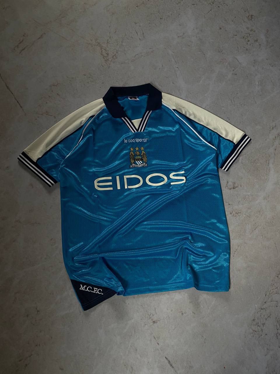Le Coq Sportif × Vintage Vintage Le Coq Sportif Manchester City 1999-2001 Home Jersey Size US L / EU 52-54 / 3 - 1 Thumbnail