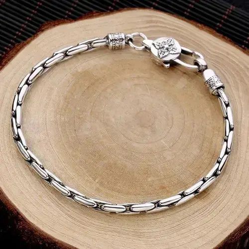 Chain x Jewelry Vajra Buckle Snake Bone Silver Bracelet, Men's