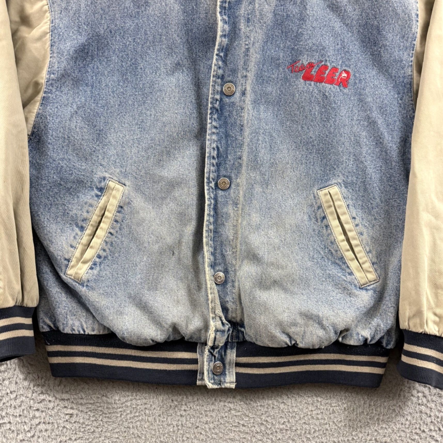 Denime VINTAGE Genus Jacket Mens Large Blue Denim Bomber 90s Snap Outdoor Size US L / EU 52-54 / 3 - 2 Thumbnail