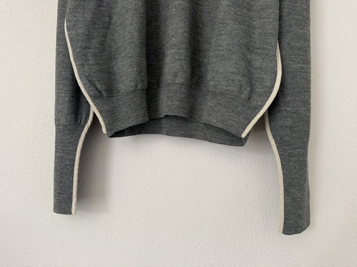 Dior Grey V-Neck Wool Sweater with Contrast Piping Size US XL / EU 56 / 4 - 4 Thumbnail