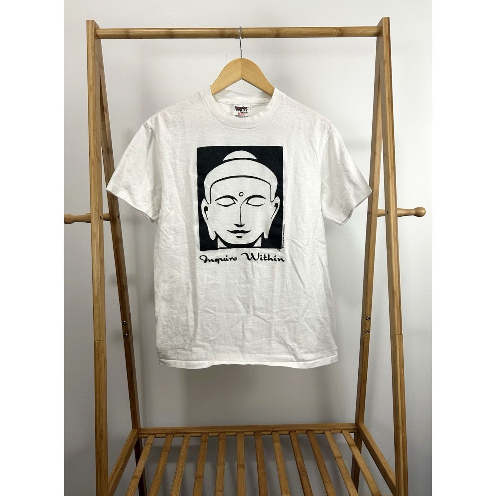 Vintage VTG 90s Buddha Siddhartha Inquire Within Buddhism Short Sleeve T-Shirt M White Mens Size US M / EU 48-50 / 2 - 2 Thumbnail