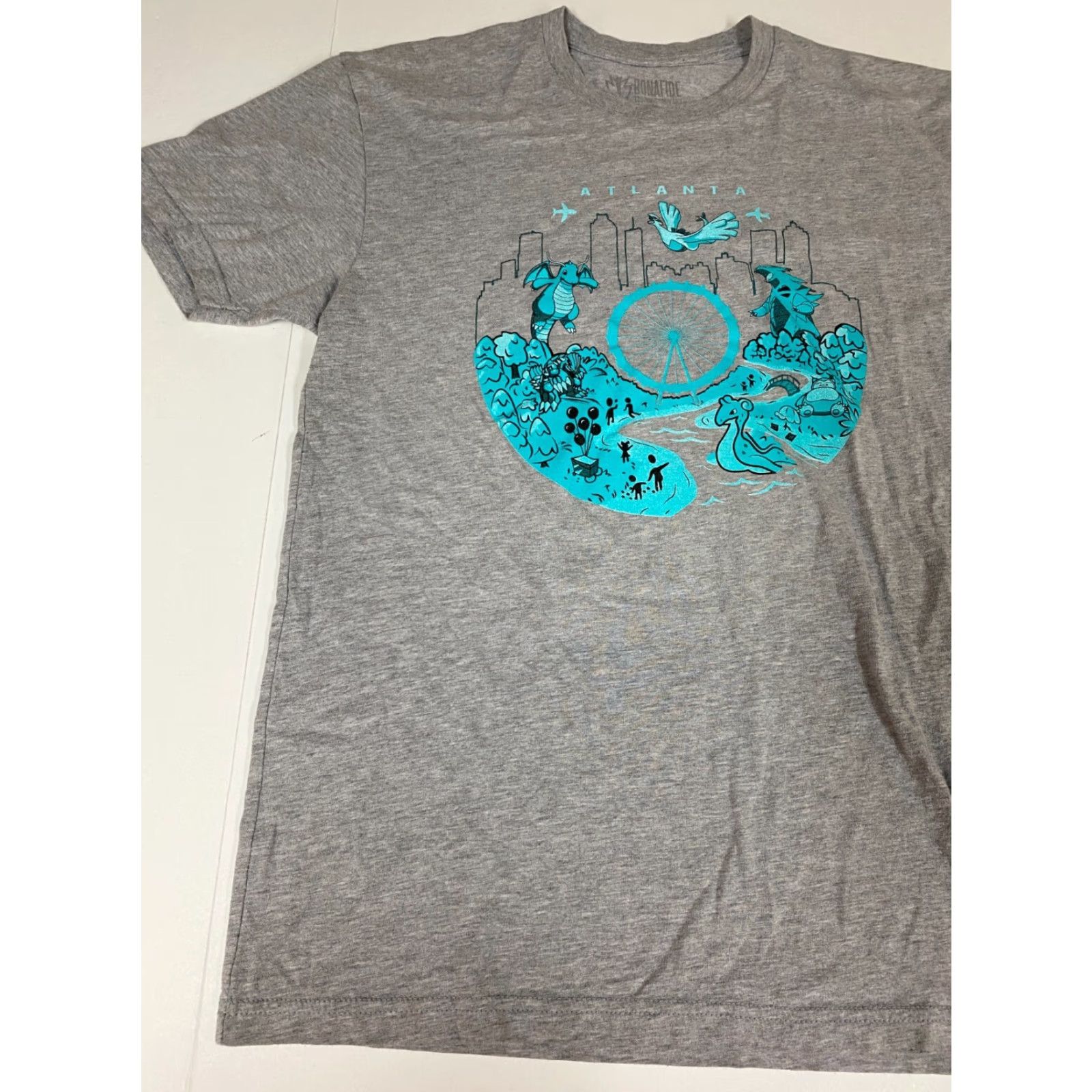 Vintage Bonafide Mens T-Shirt M Gray Pokemon Logo 90s Space American University Cotton Crew Neck Short Sleeve Regular Vintage No holes or tears Size US M / EU 48-50 / 2 - 3 Thumbnail