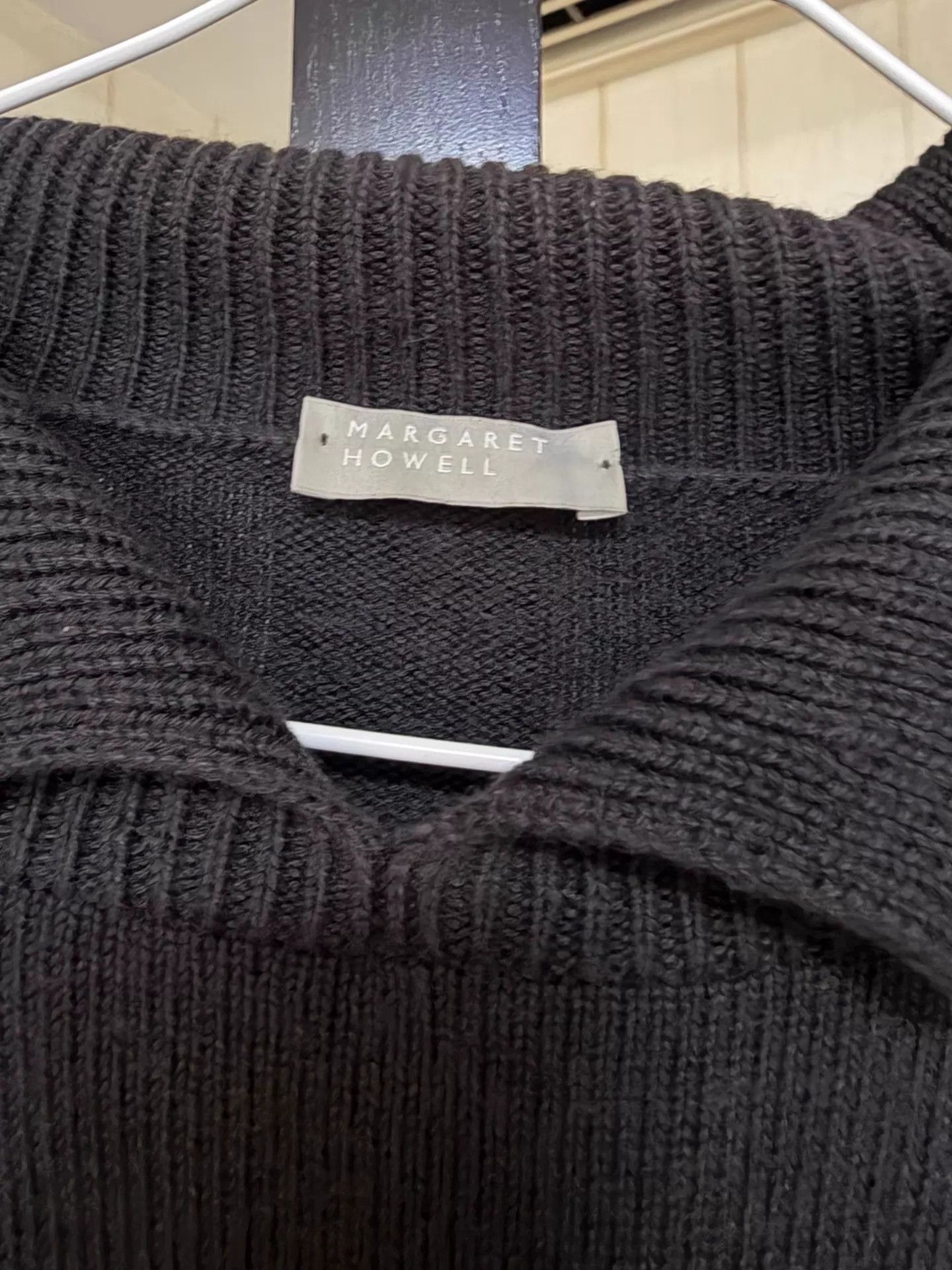 Margaret Howell MHL gray-black polo neck wool sweater one size Size ONE SIZE - 3 Thumbnail