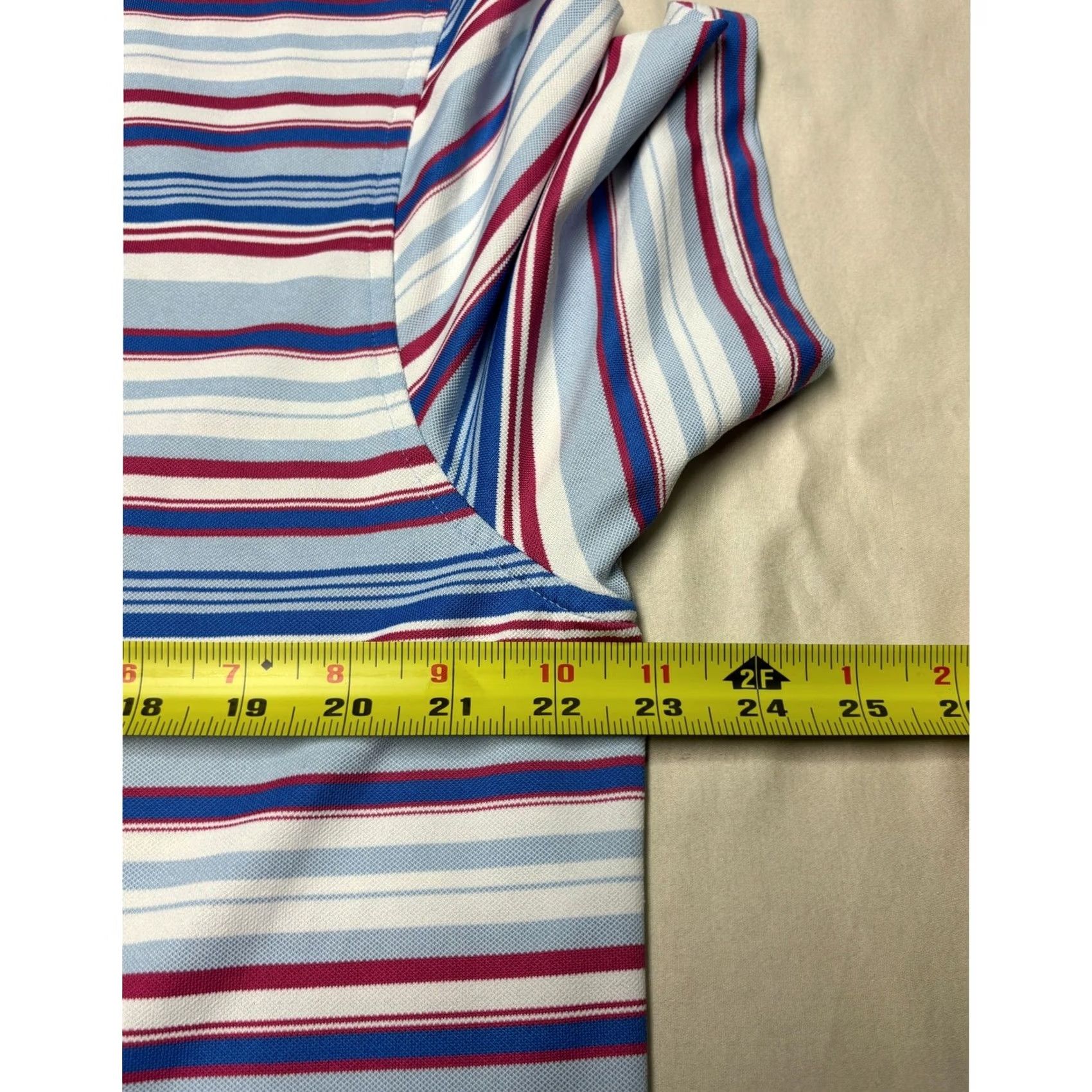 johnnie-O johnnie-O Mens L Striped Performance Golf Polo Shirt Blue Red White Multicolor Short Sleeve Casual/Activewear Shirt Size US L / EU 52-54 / 3 - 7 Thumbnail