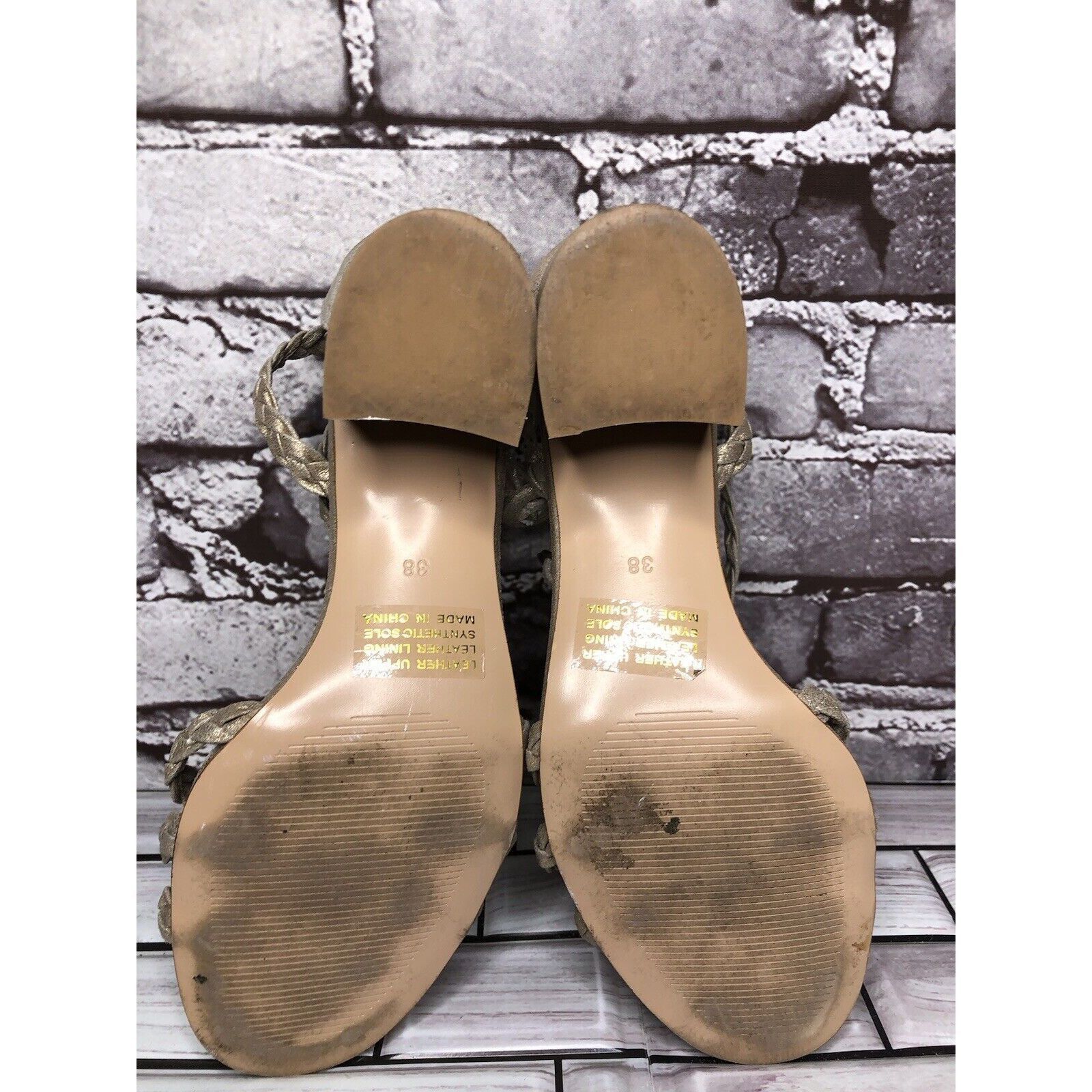 Other Silent D Raxiera Gold Braided Leather Block Heel Sandals Wom Size US 7.5 / IT 37.5 - 8 Thumbnail