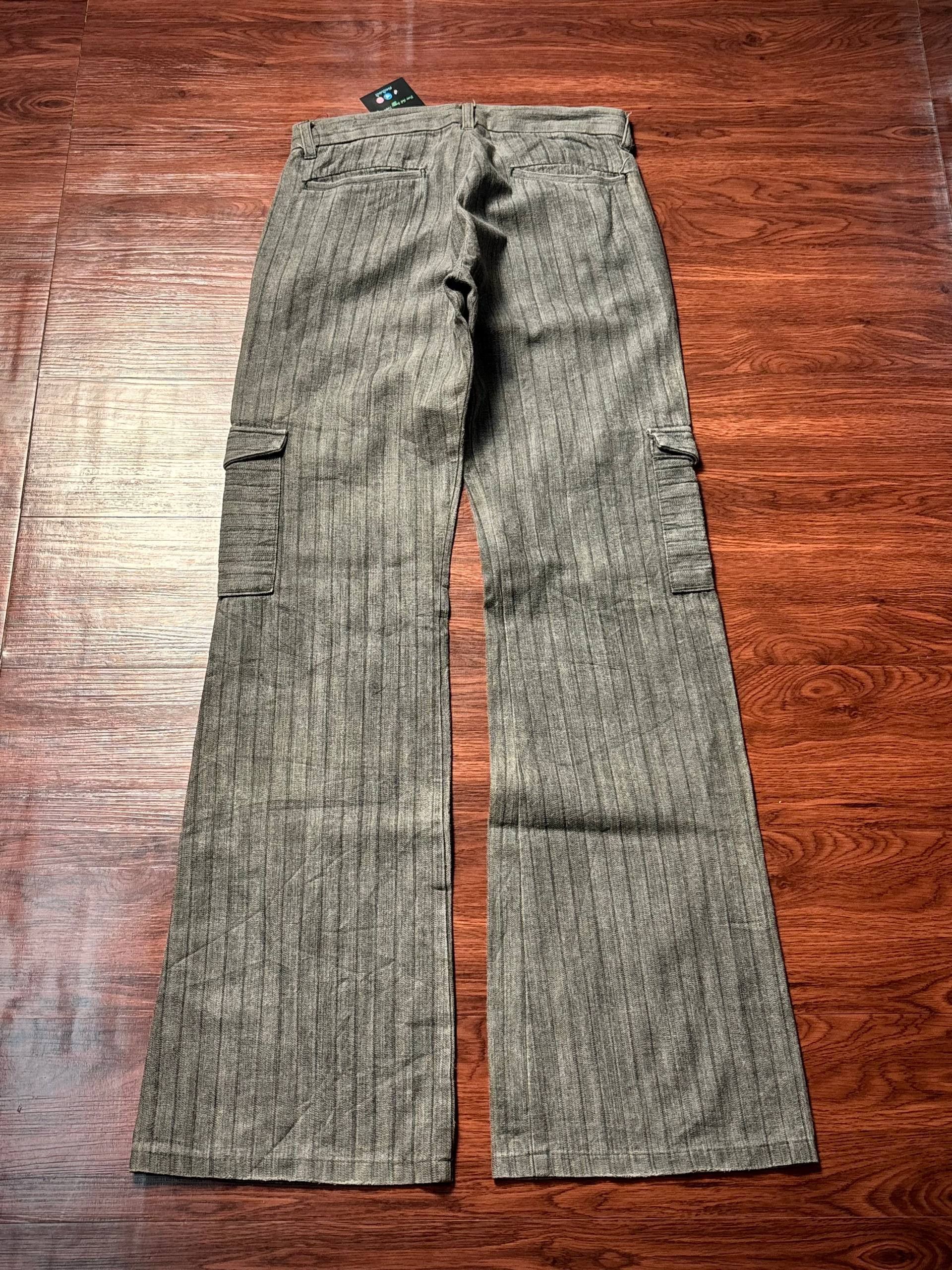 Kapital Vintage Pinstripe Hickory Kapital Style Cargo Flare Pants Size 30" / US 8 / IT 44 - 2 Thumbnail