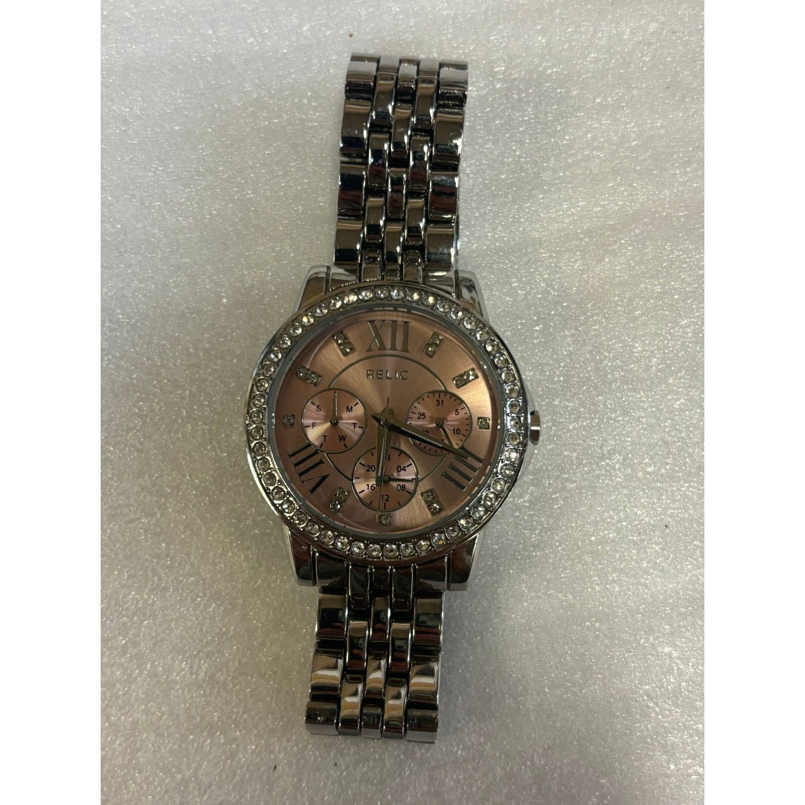 Relic Relic Silver Tone Pink Dial Womens Watch! New Battery. Size ONE SIZE - 7 Thumbnail