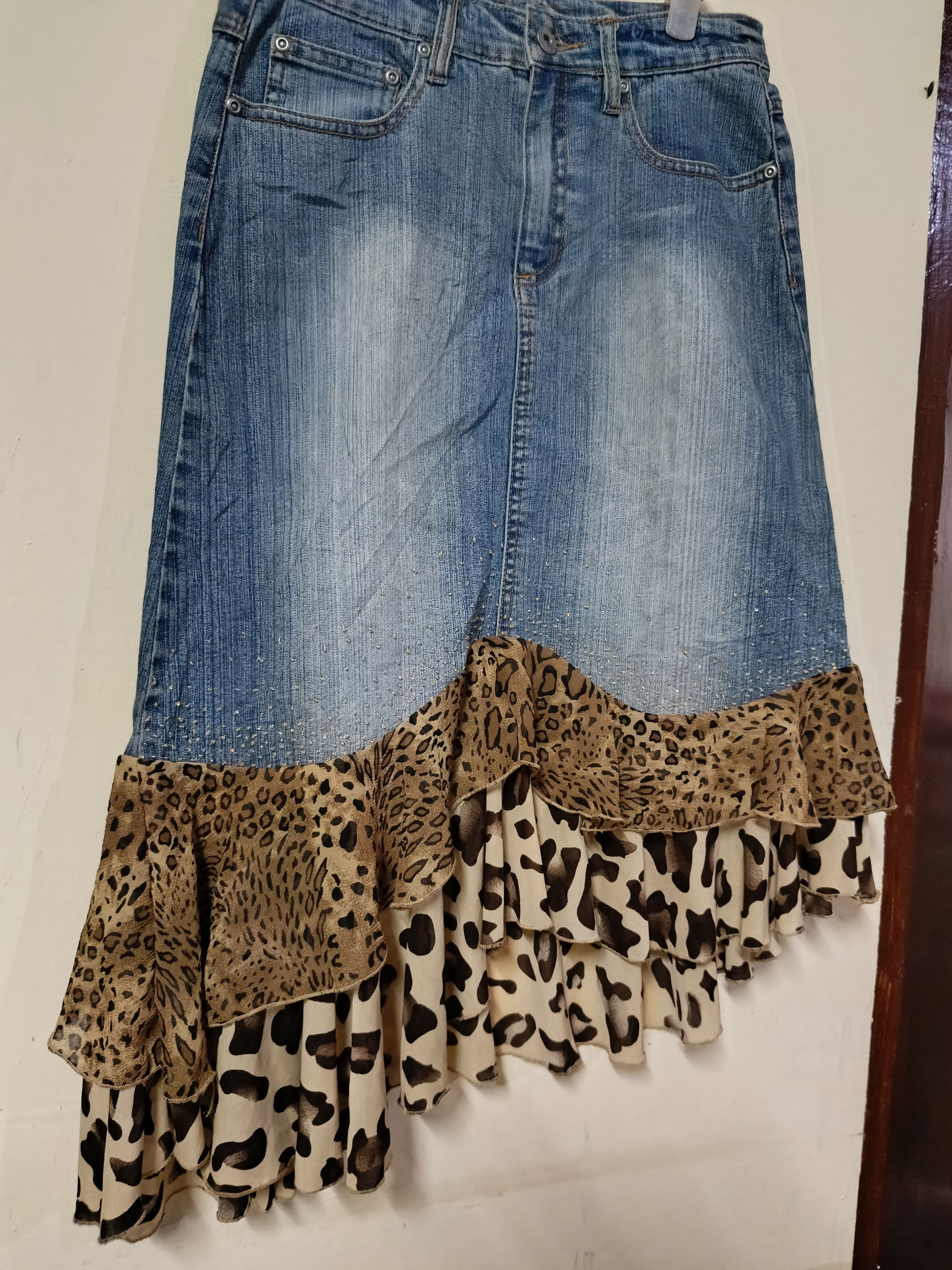 Other Y2k denim leopard print skirt Size 27" / US 4 / IT 40 - 2 Thumbnail