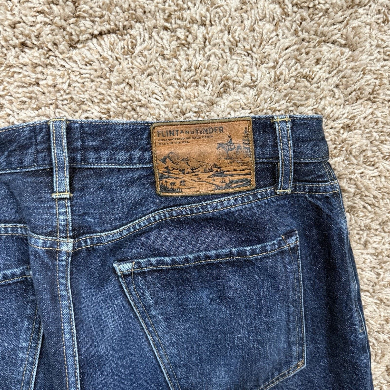 Flint And Tinder Flint And Tinder USA Selvedge Tapered Fit Denim Jeans Pants Size US 32 / EU 48 - 8 Thumbnail