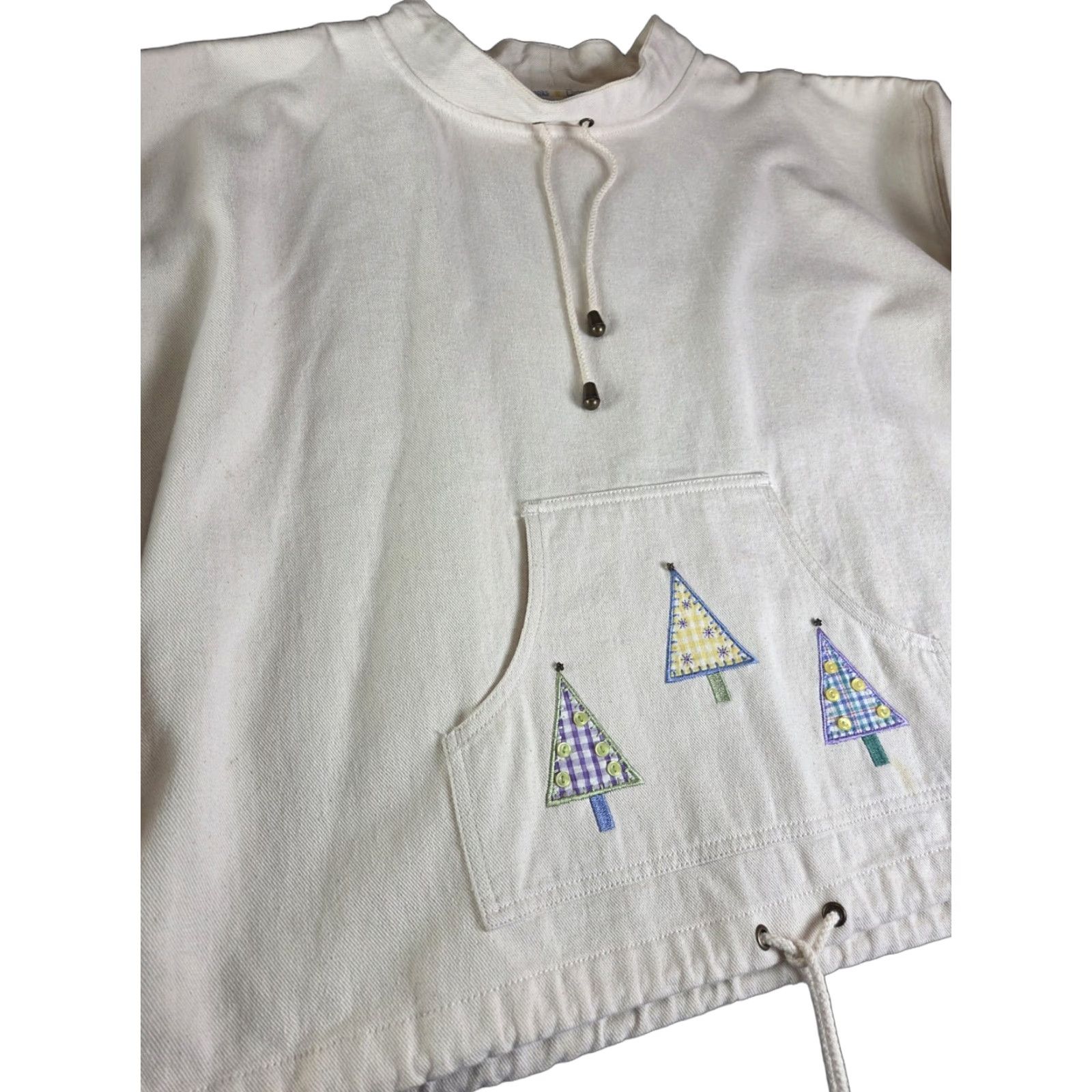 Vintage VINTAGE Christopher & Banks Canvas Pullover Jacket Embroidered Pine Trees 2XL Women Ivory Cotton Canvas Embroidered Jacket 2XL Women Size XXL / US 16-18 / IT 52-54 - 1 Thumbnail