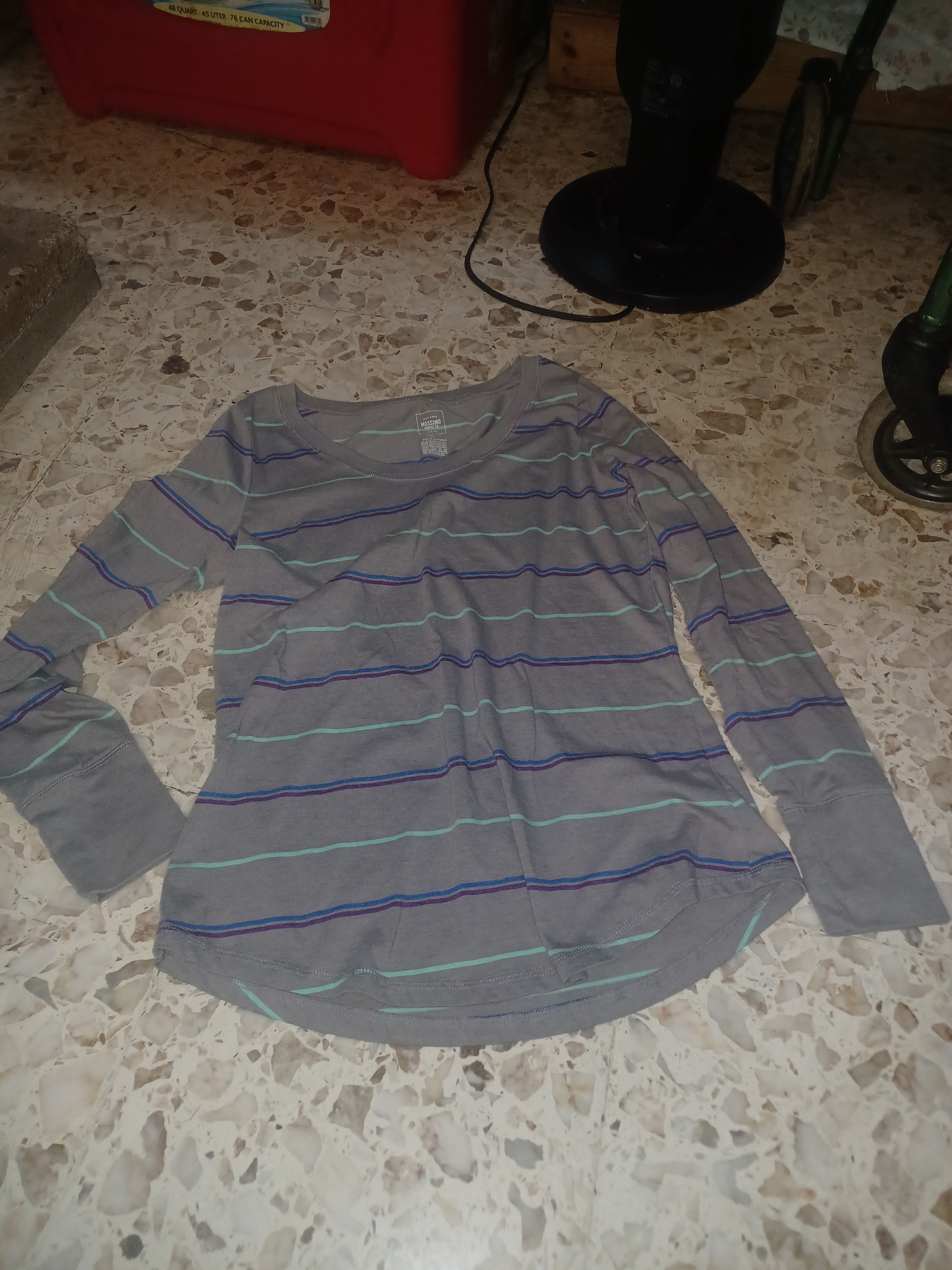 Other Mossimo Supply Co. Women's Casual Tee Large Gray Striped Size L / US 10 / IT 46 - 1 Thumbnail