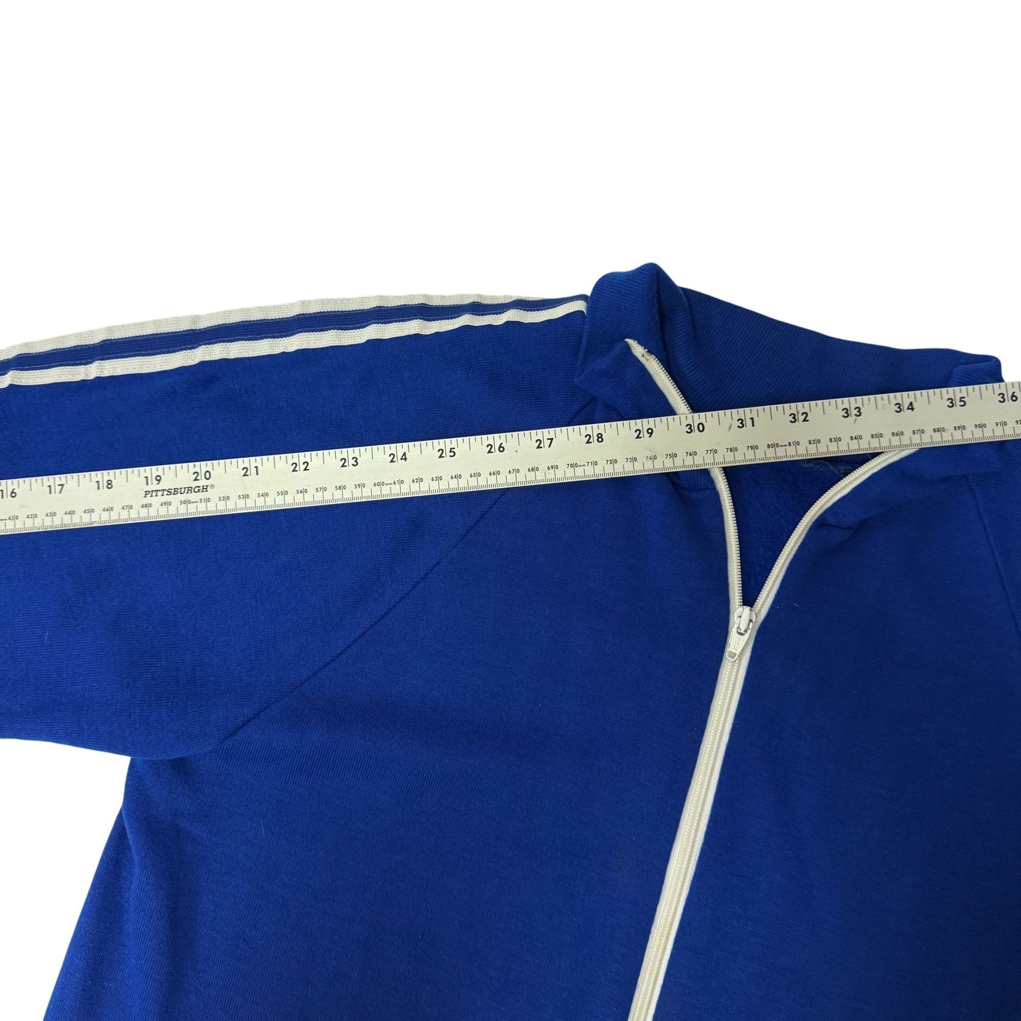 Other Vtg Royal Blue Acrylic White STRIPE Warm Up Running Jacket Size US M / EU 48-50 / 2 - 5 Thumbnail