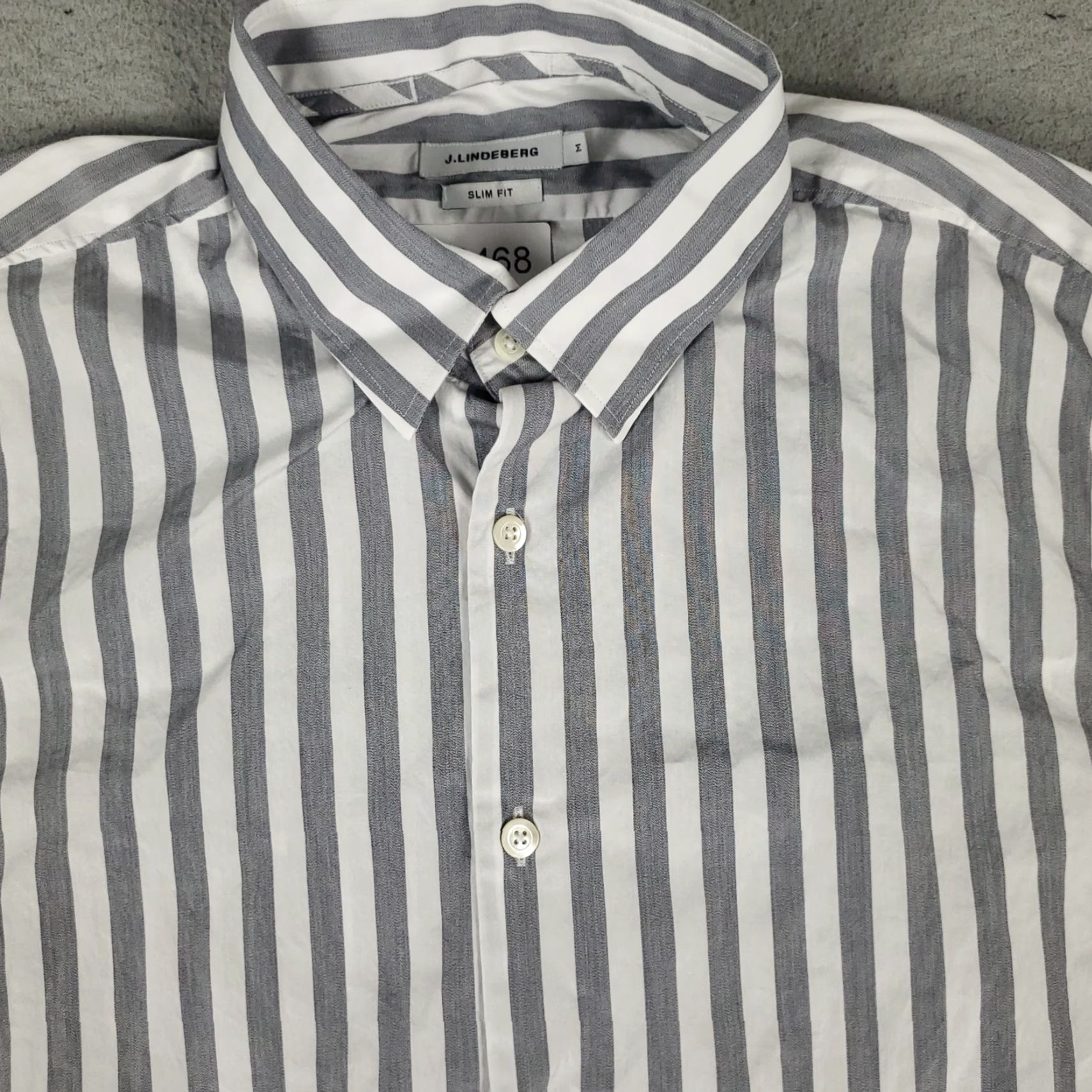 J.Lindeberg J. Lindeberg Shirt Mens Medium Gray Striped Button-Up Long Sleeve Slim Fit Cotton Size US M / EU 48-50 / 2 - 2 Thumbnail