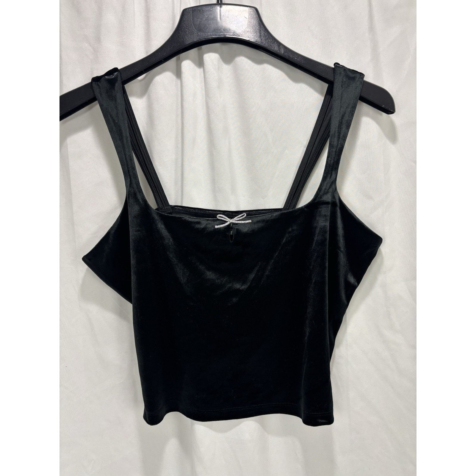 Target Basics NWT Wild Fable Size M Black Velour Tank Top Silver Bow Size M / US 6-8 / IT 42-44 - 1 Thumbnail