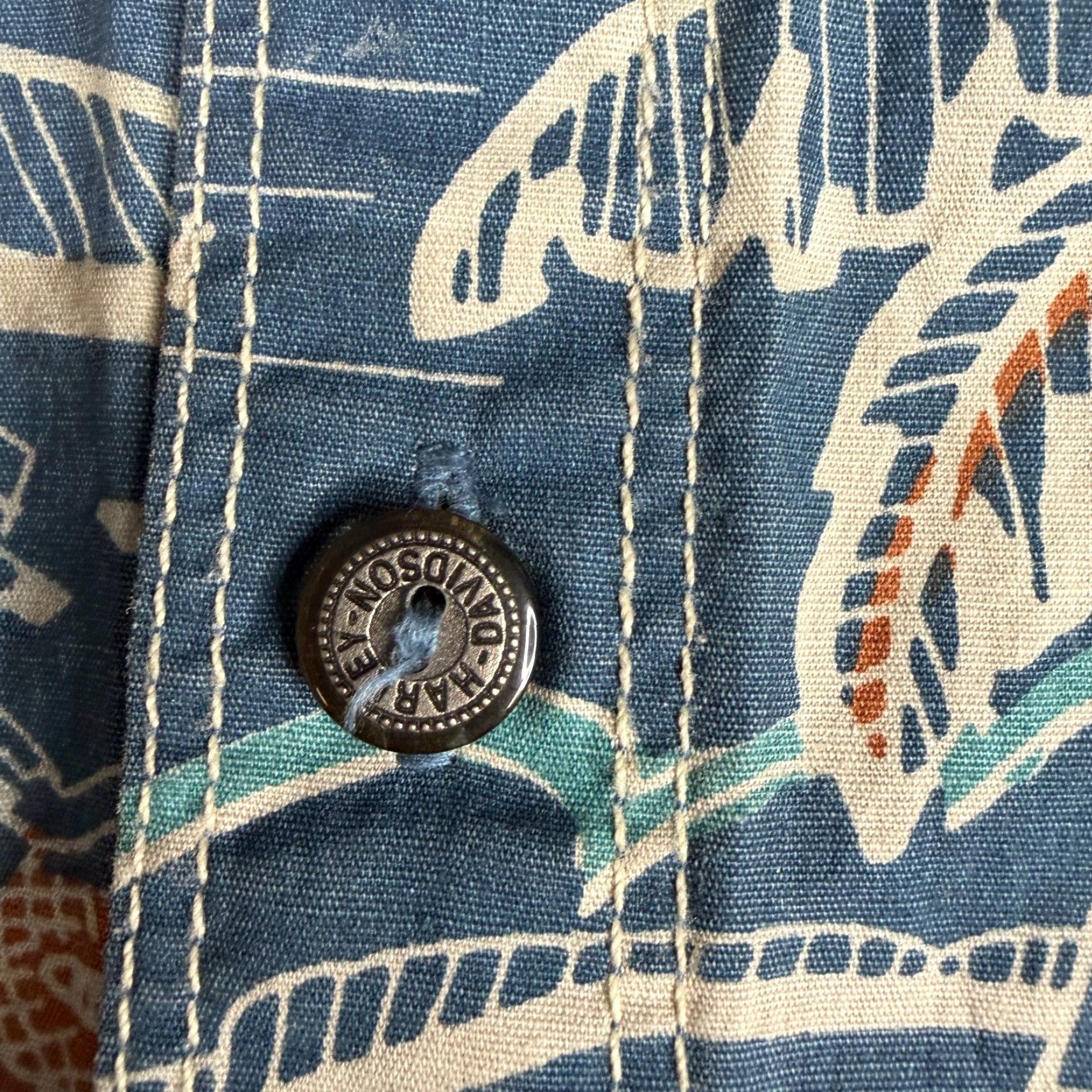 Harley Davidson VINTAGE Harley-Davidson Shirt Hawaiian Blue Floral 2XL Mens Button-Up Short Sleeve Collared Cotton Size US XXL / EU 58 / 5 - 3 Thumbnail