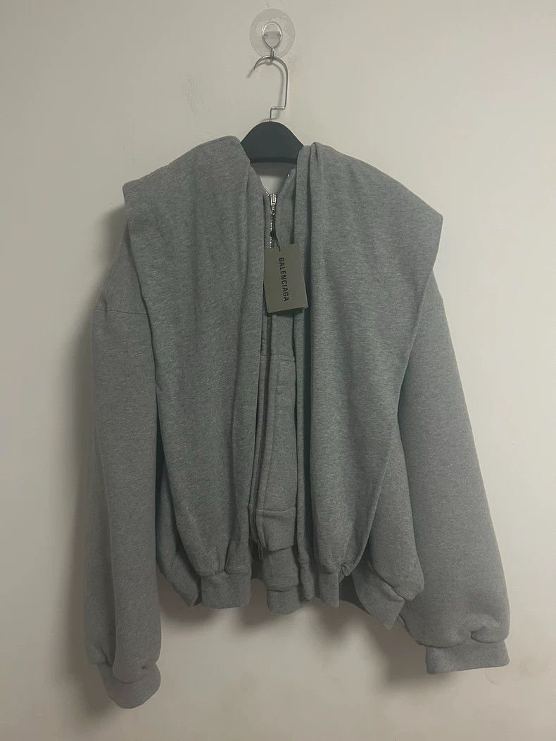 Balenciaga Balenciaga Gray Oversized Hoodie with Zipper-dmc Size US S / EU 44-46 / 1 - 1 Thumbnail
