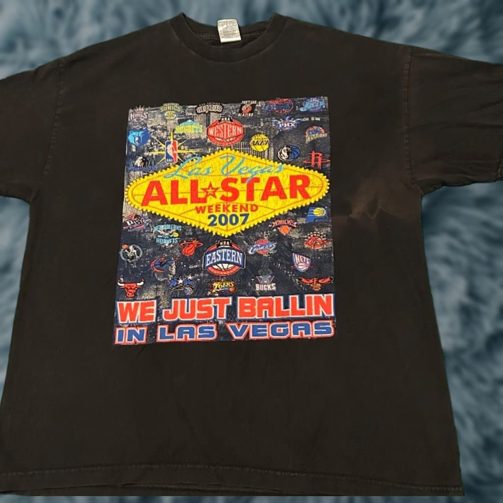 NBA VINTAGE NBA ALL STAR Las Vegas 2007 Kobe Lebron Ballin VTG Shirt Mens XL Black Short Sleeve T-Shirt Sports 90s Hip Hop Size US XL / EU 56 / 4 - 1 Thumbnail