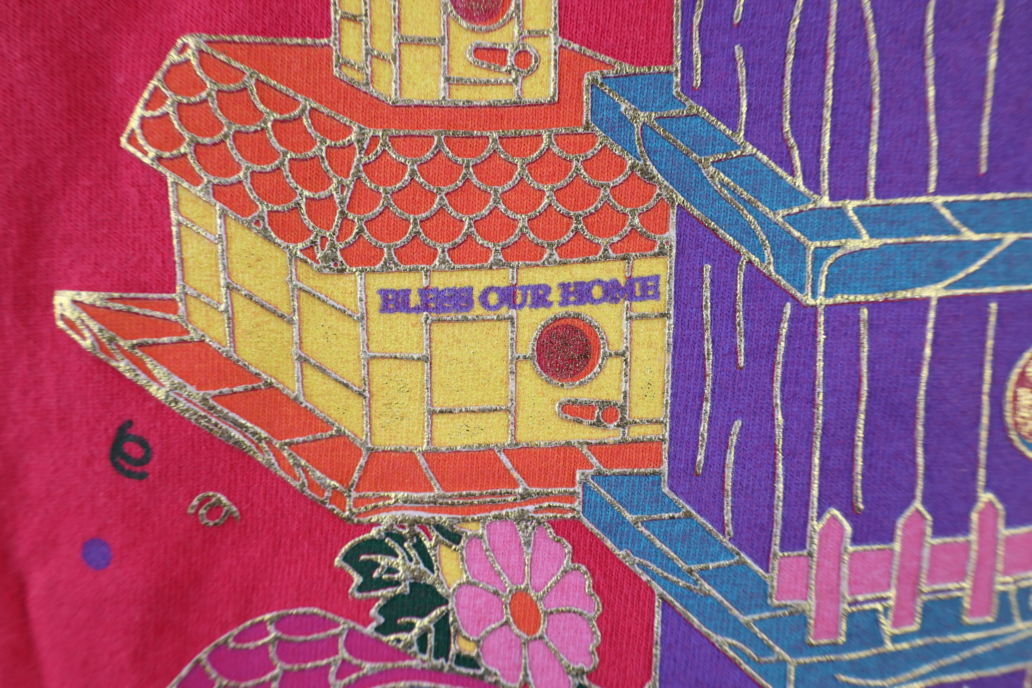 Vintage Vintage 90s Streetwear Flower Birdhouse T-Shirt Pink Size L / US 10 / IT 46 - 6 Thumbnail