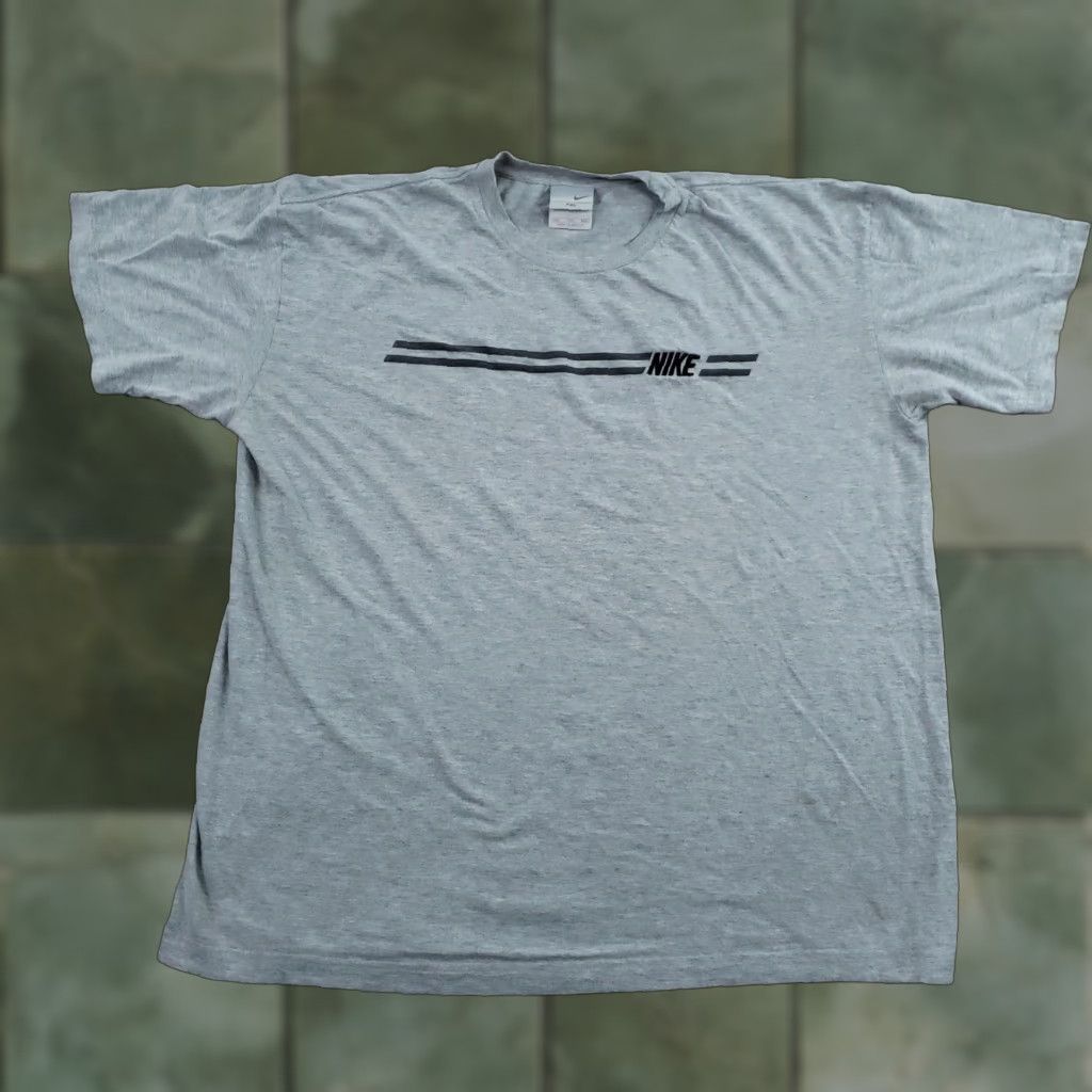 Nike Vintage Nike Shirt Men 2XL Gray Stripe Logo Graphic Short Sleeve Embroidered Fashion Shirt Size US XXL / EU 58 / 5 - 1 Thumbnail
