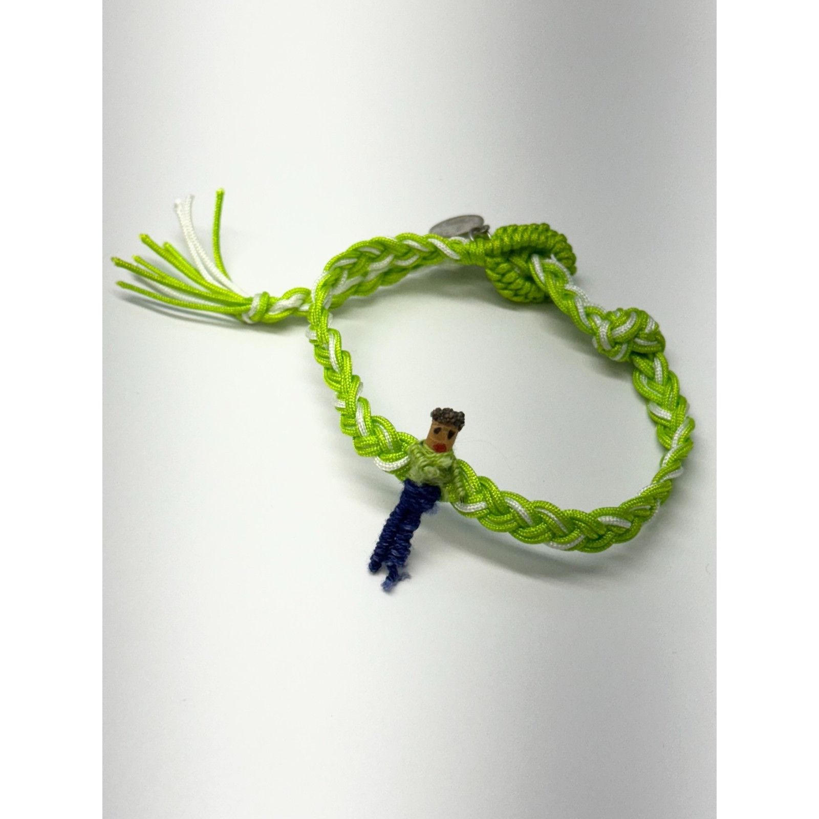 Vintage Vintage woven braided worry doll bracelet green and white Size ONE SIZE - 3 Thumbnail