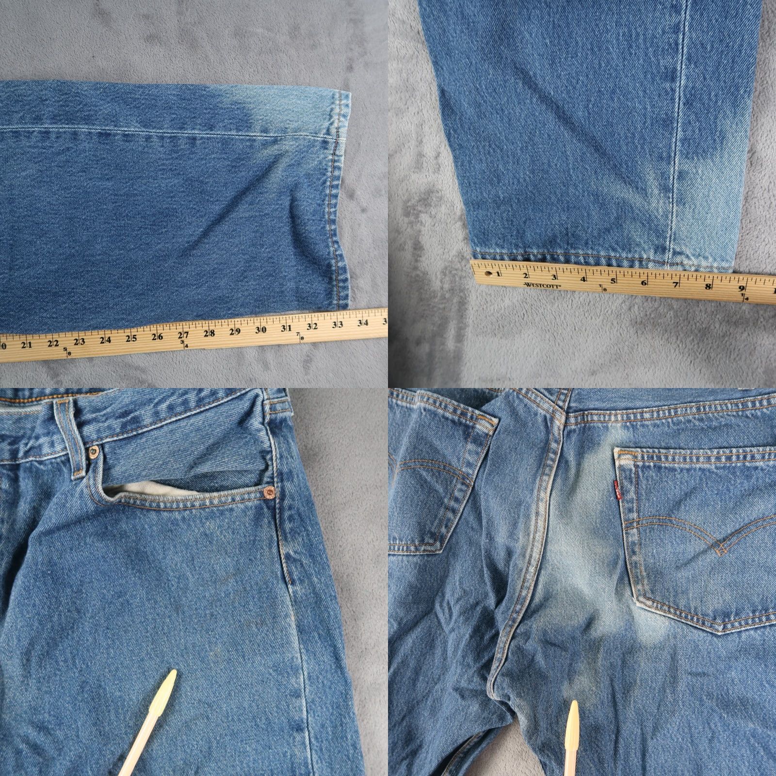 Levi's VINTAGE Levi's 501 Jeans Mens Blue 90s Denim Straight 5-Pocket USA Made Belt Loops 40x34 (38x33) Regular Fit Size US 40 / EU 56 - 9 Thumbnail