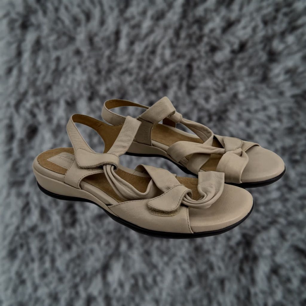 Clarks Clarks Artisan Sandals Womens Size 10W Beige Slingback Knot Wedge Comfort 87201 Size US 10 / IT 40 - 1 Thumbnail