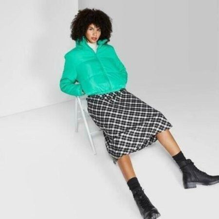 Other Wild Fable Womens Cropped Puffer Jacket Teal Size S Polyeste Size S / US 4 / IT 40 - 3 Thumbnail
