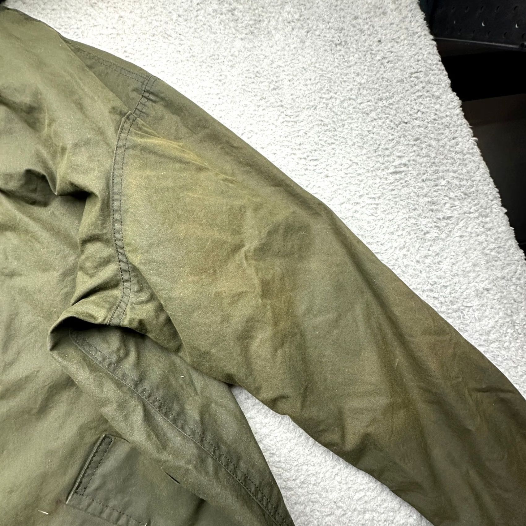 Vintage VINTAGE Rigor Waxed Cotton Jacket Mens Small Olive Green Hooded Full Zip Button Jacket Size US S / EU 44-46 / 1 - 7 Thumbnail