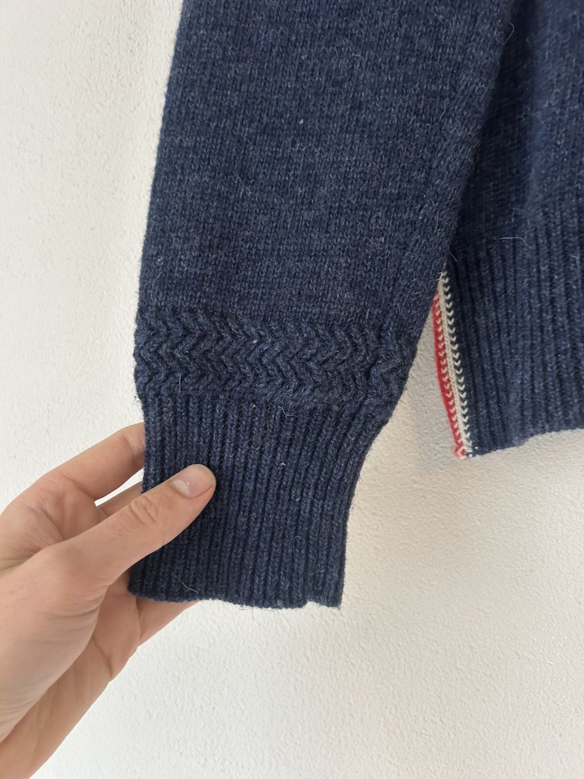 Thom Browne Navy Wool Sweater with Tricolor Details Size US S / EU 44-46 / 1 - 7 Thumbnail