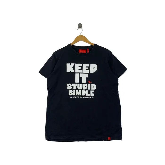 Vintage MODERN AMUSEMENT Keep It Stupid Simple Quote Tee Shirt Size XL / US 12-14 / IT 48-50 - 1 Thumbnail
