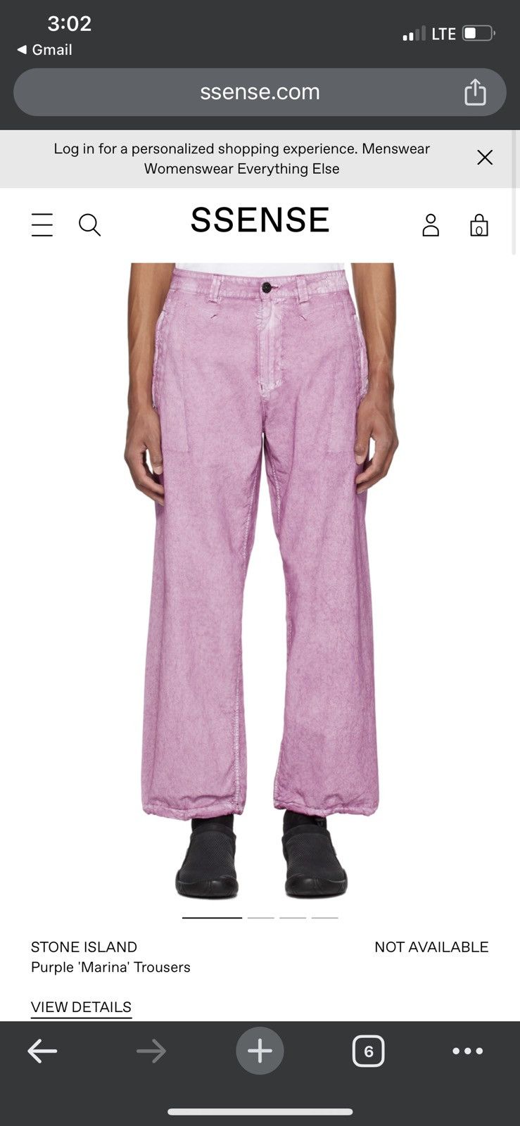 image of Stone Island Marina Magenta / Pink Purple Trousers, Men's (Size 30)