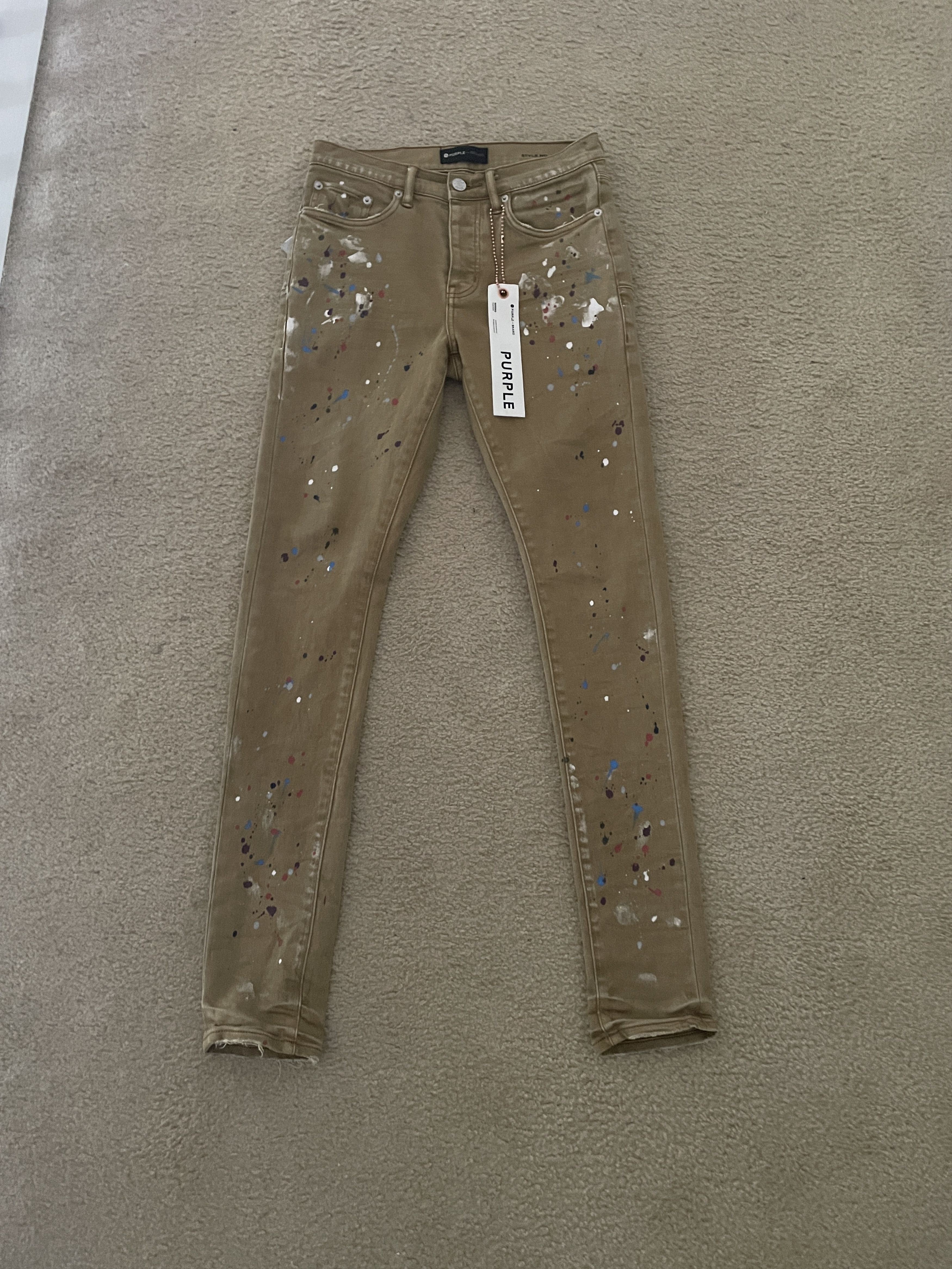 Purple Brand Beige Purple Jeans w/ Paint Splatter Size US 28 / EU 44 - 1 Thumbnail