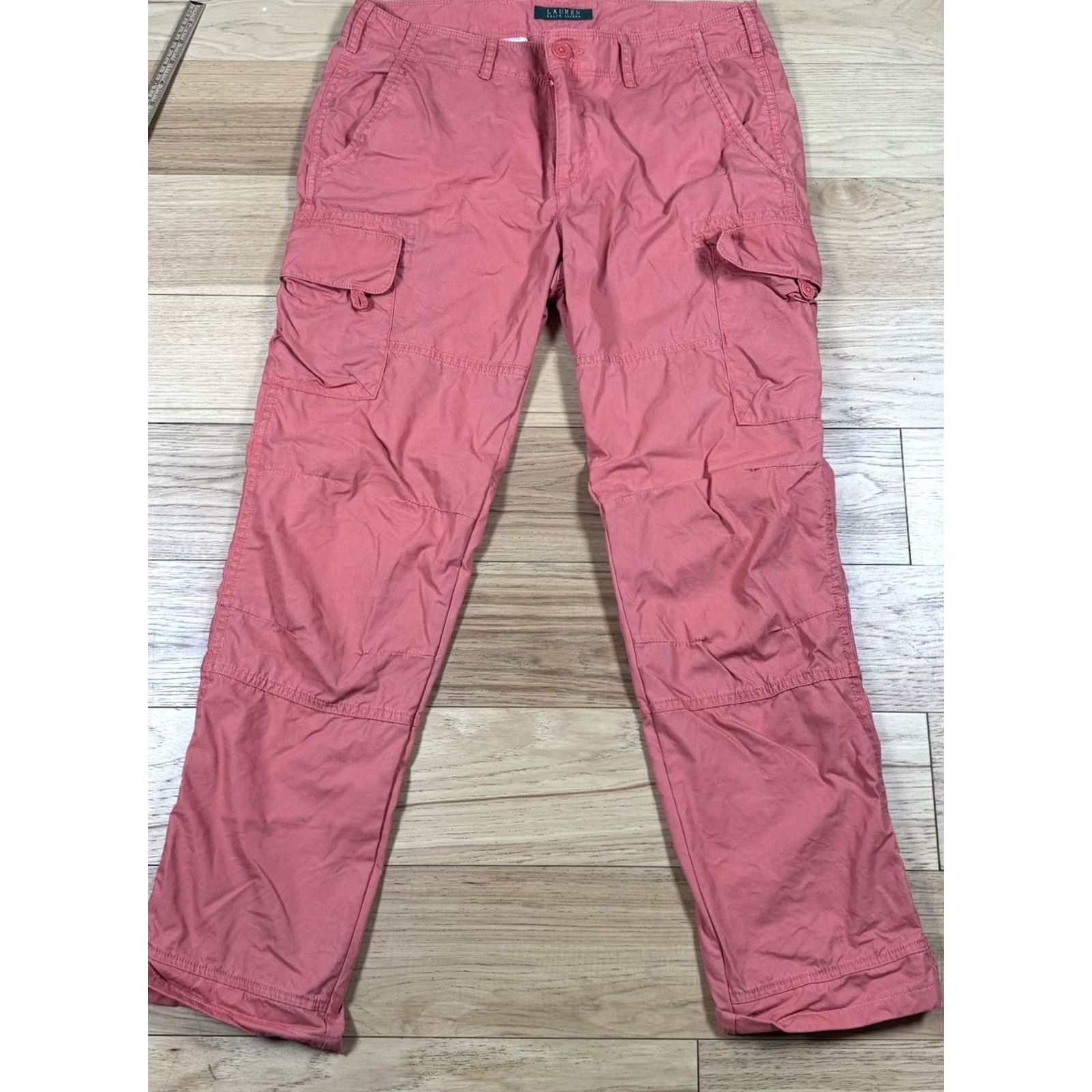 Ralph Lauren Lauren Ralph Lauren Pants Women’s 8 Nylon Flap Pockets Pink Chino | Regular Fit Straight Leg Cargo Pants Women 8 with Pockets Size 30" / US 8 / IT 44 - 2 Thumbnail