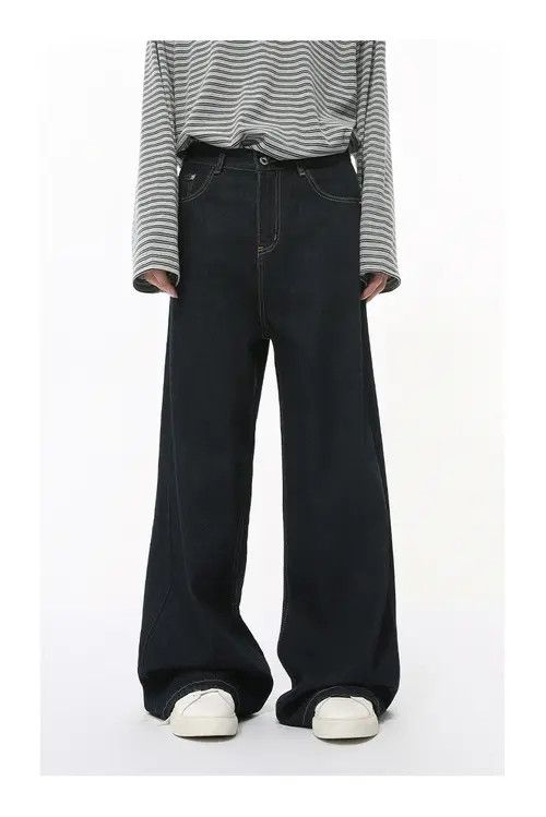 VIBE Retro dark blue washed distressed straight-leg jeans Size US 32 / EU 48 - 3 Thumbnail