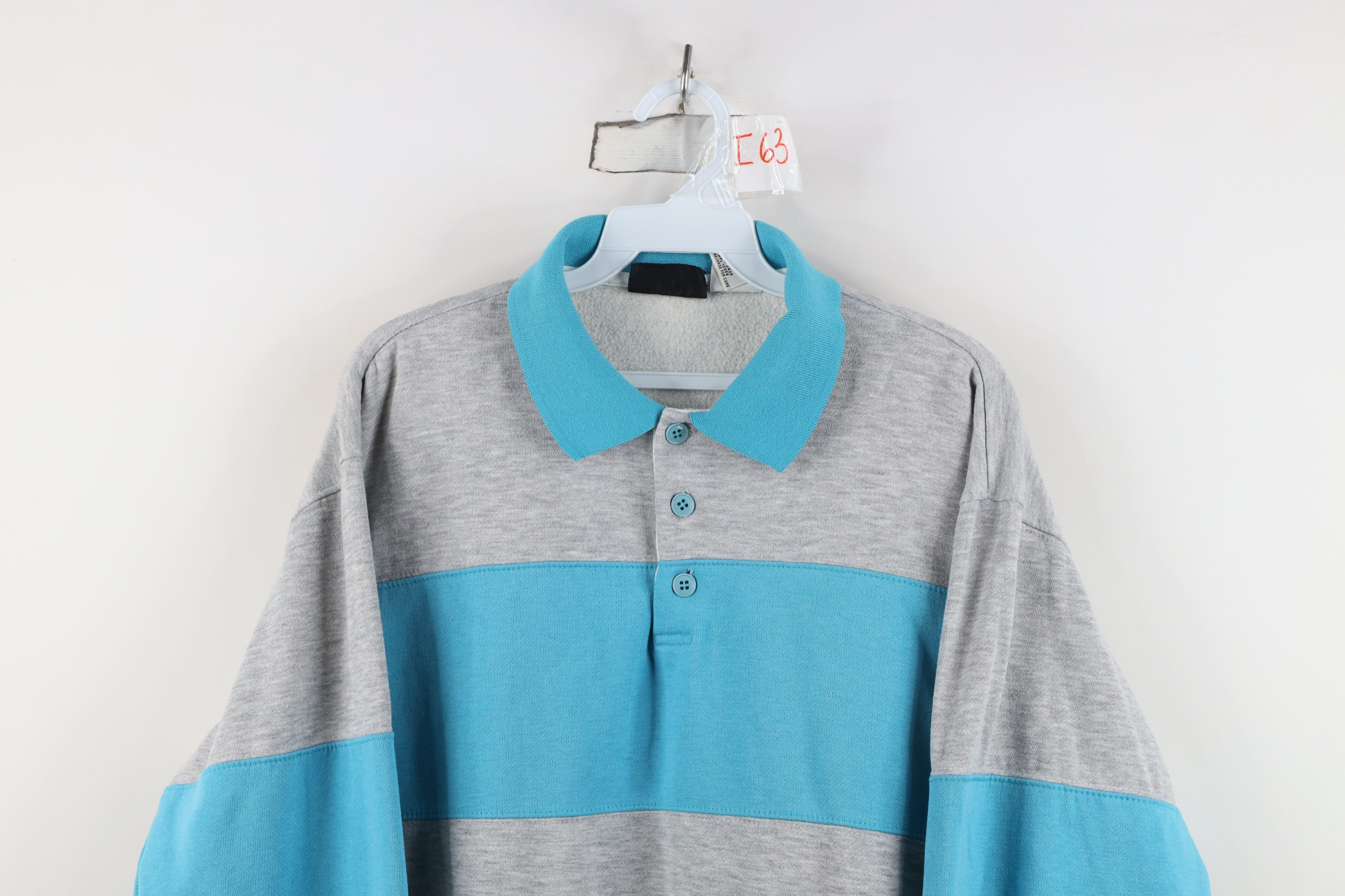 Vintage Vintage 90s Streetwear Block Collared Pullover Sweatshirt Size XL / US 12-14 / IT 48-50 - 2 Thumbnail