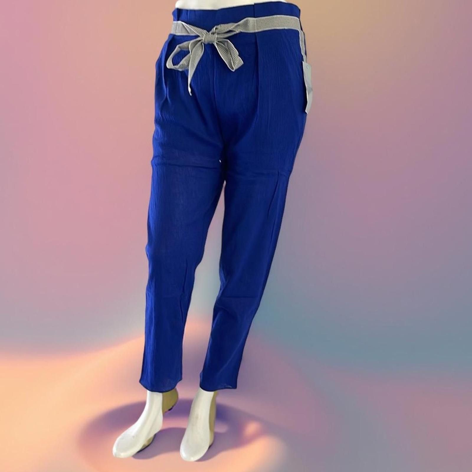 Other Tresics Luxe Blue Pants 100% cotton w Tie Waist - size S,M.L Size 32" / US 10 / IT 46 - 1 Thumbnail