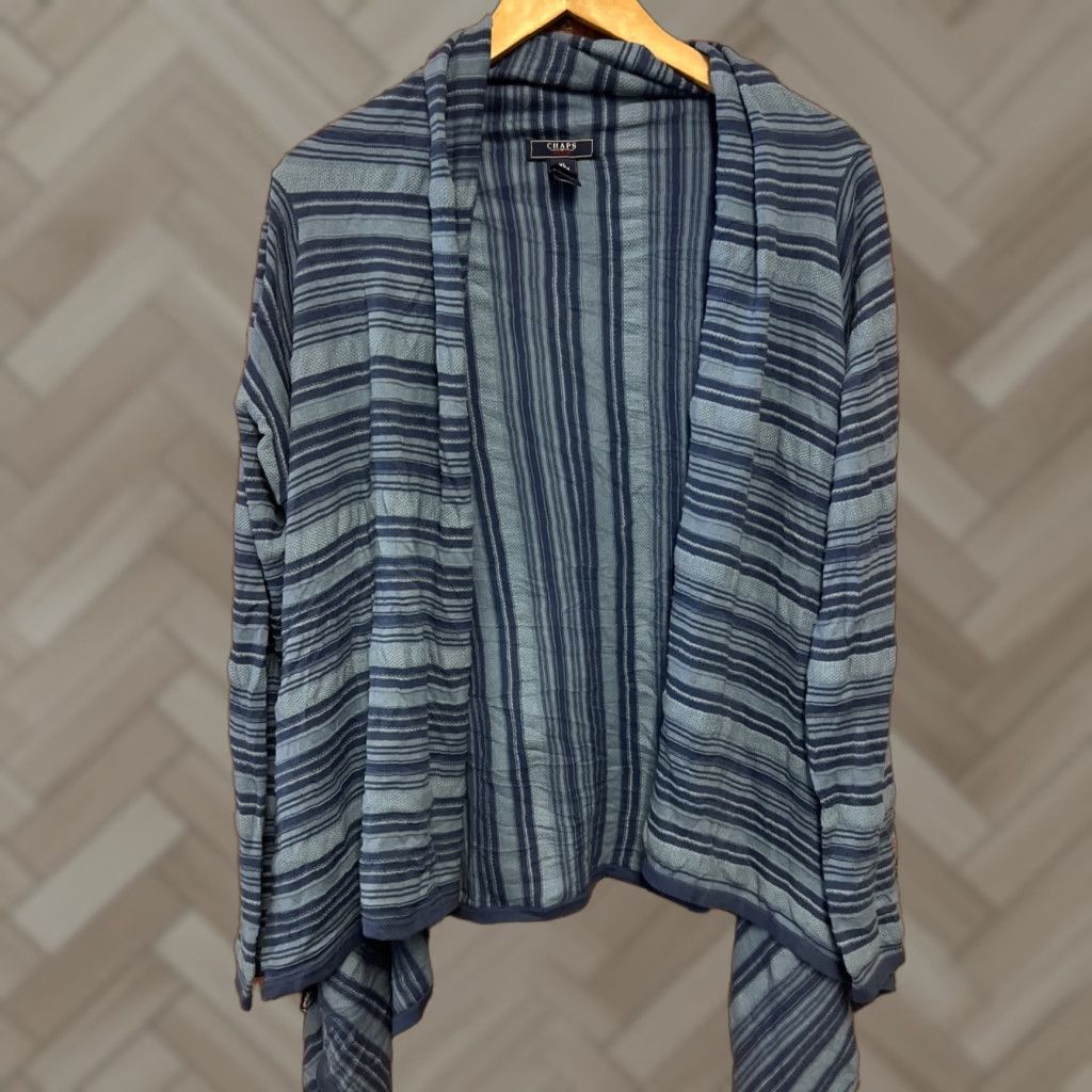 Chaps VINTAGE Chaps Cardigan Sweater Denim Cotton Striped Blue XL Women Womens XS? Size XL / US 12-14 / IT 48-50 - 1 Thumbnail